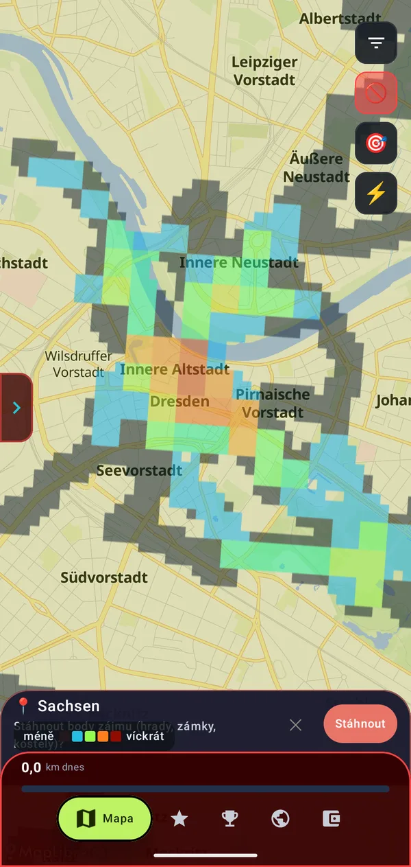 Heatmap of Dresden from blue to red
